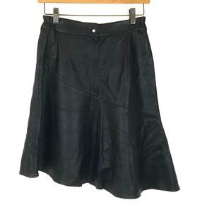 Womens Size 4 Suzelle Black Vintage Pure Leather Asymmetric Skirt